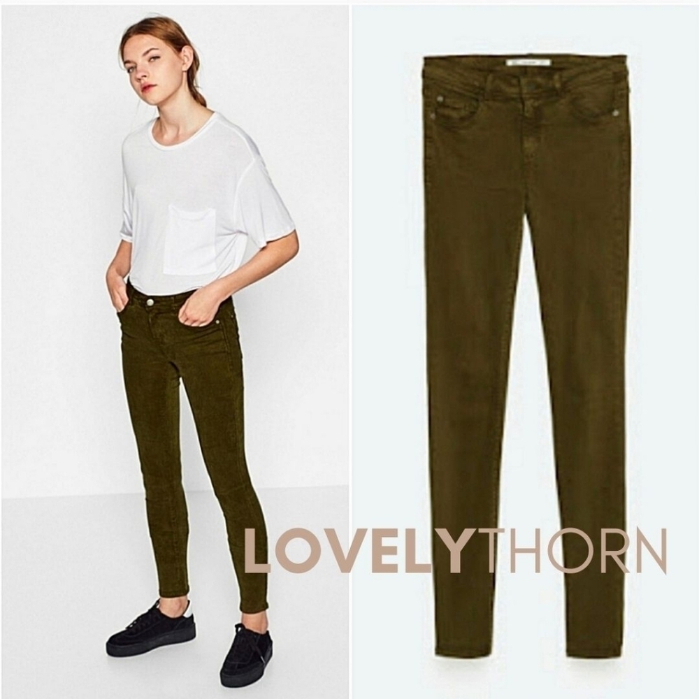 ZARA // body curve super skinny pitillo khaki super stretch denim jeans